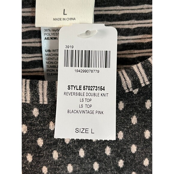 Soma Reversible Double Knit Pajamas Large 2 in 1 Shorts Long Sleeve Pink Gray - Picture 9 of 16